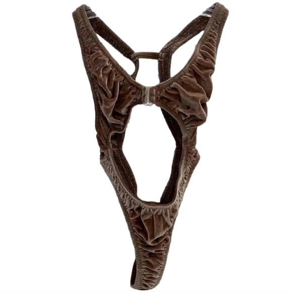 SKIMS "Sienna" Rose-Brown Velevet One-Piece Bodysuit Lingerie Size S - Picture 3 of 9